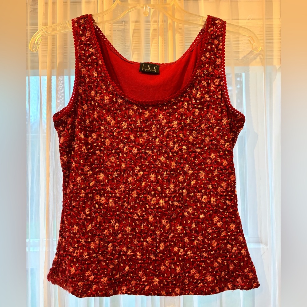 INC International Concepts Red Floral Tank Top